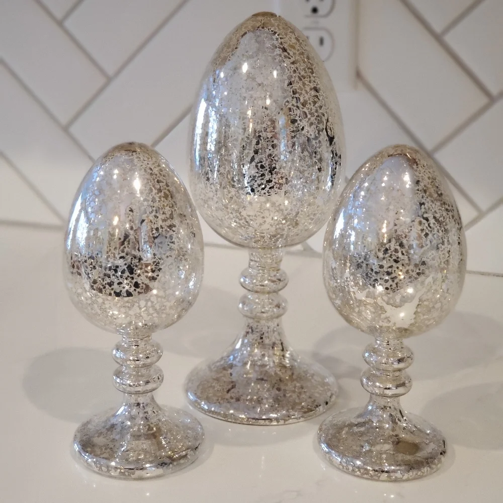 Pottery Barn Mercury Glass Egg Stand, one small - Picture 3 of 4